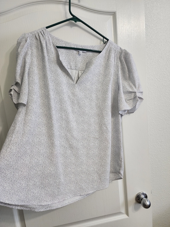 Maison D’Amelie Tops - Light Gray Dotted V-Neck Women's Blouse